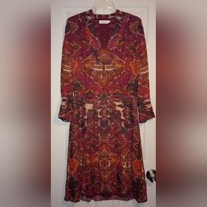 Tory Burch Aztec Silk Midi Length Dress women's size 8